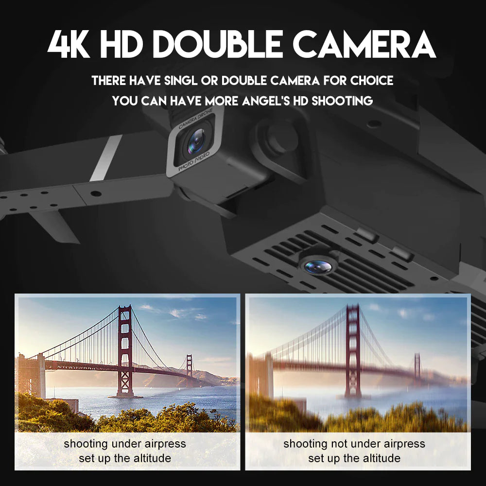 Dron RC Nuevo 2023 con Doble Cámara HD 4K WiFi FPV Plegable Cuadricóptero +4 Baterías