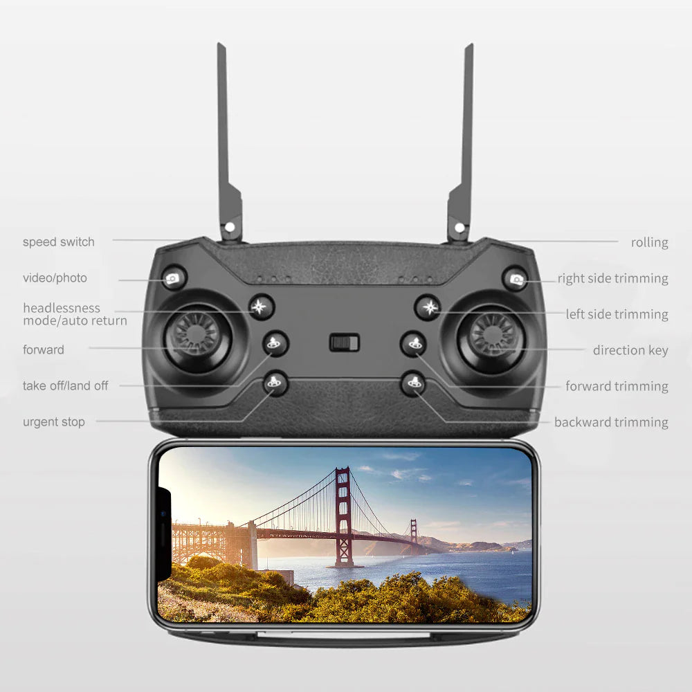Dron RC Nuevo 2023 con Doble Cámara HD 4K WiFi FPV Plegable Cuadricóptero +4 Baterías