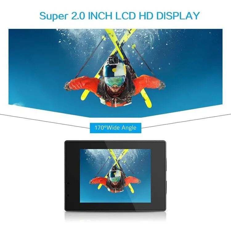 Cámara Deportiva Impermeabilizada 4K de 20 MP Grabadora de Vídeo HD 1080P con Ángulo de Visión de 170°