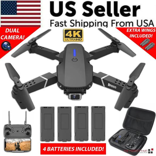 Dron RC Nuevo 2023 con Doble Cámara HD 4K WiFi FPV Plegable Cuadricóptero +4 Baterías