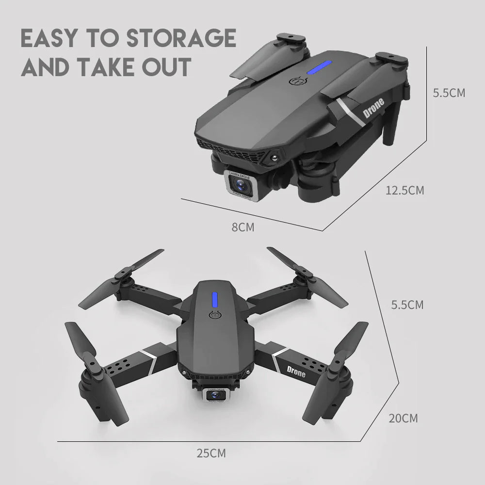 Dron RC Nuevo 2023 con Doble Cámara HD 4K WiFi FPV Plegable Cuadricóptero +4 Baterías